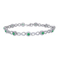 925 Sterling Silver Womens Green White Cubic-Zirconia Infinity Tennis Bracelet