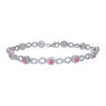 925 Sterling Silver Womens Red White Cubic-Zirconia Infinity Tennis Bracelet