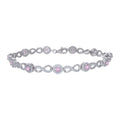 925 Sterling Silver Womens Pink White Cubic-Zirconia Infinity Tennis Bracelet