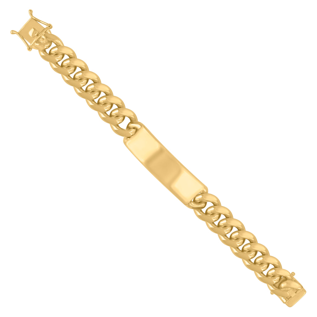 925 Sterling Silver Yellow-Tone Mens ID Bracelet