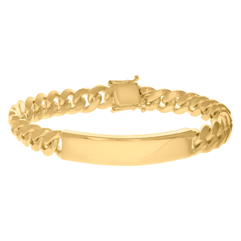 925 Sterling Silver Yellow-Tone Mens ID Bracelet