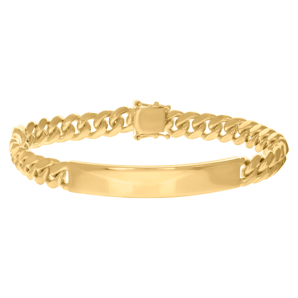 925 Sterling Silver Yellow-Tone Mens ID Bracelet