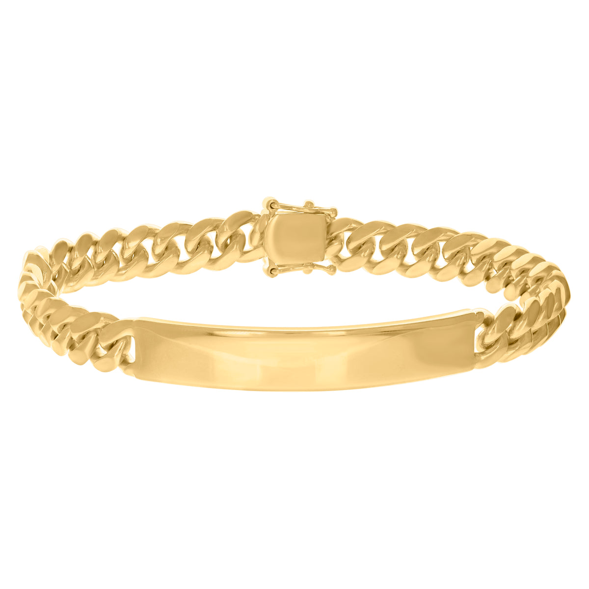 925 Sterling Silver Yellow-Tone Mens ID Bracelet