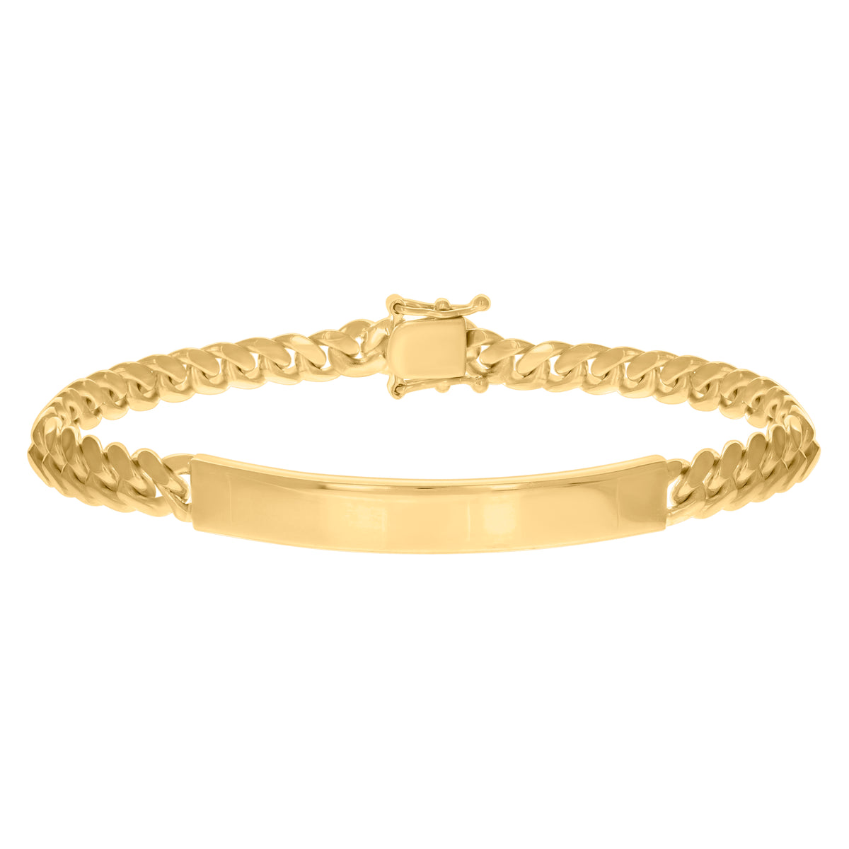 925 Sterling Silver Yellow-Tone Mens ID Bracelet