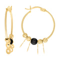 10K Yellow Gold Womens Infinity Black Beaded Hoop Earrings