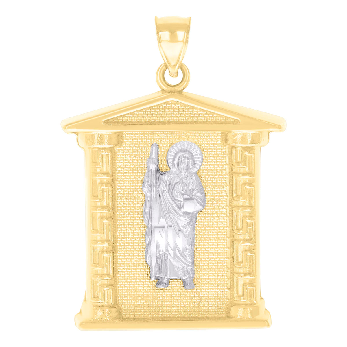 10K Two-tone Gold Mens St. Jude Religious Charm Pendant