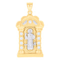 10K Two-tone Gold Mens Cubic-Zirconia St. Benedict Religious Pendant