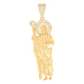 10K Yellow Gold Mens Cubic-Zirconia St. Jude Religious Charm Pendant