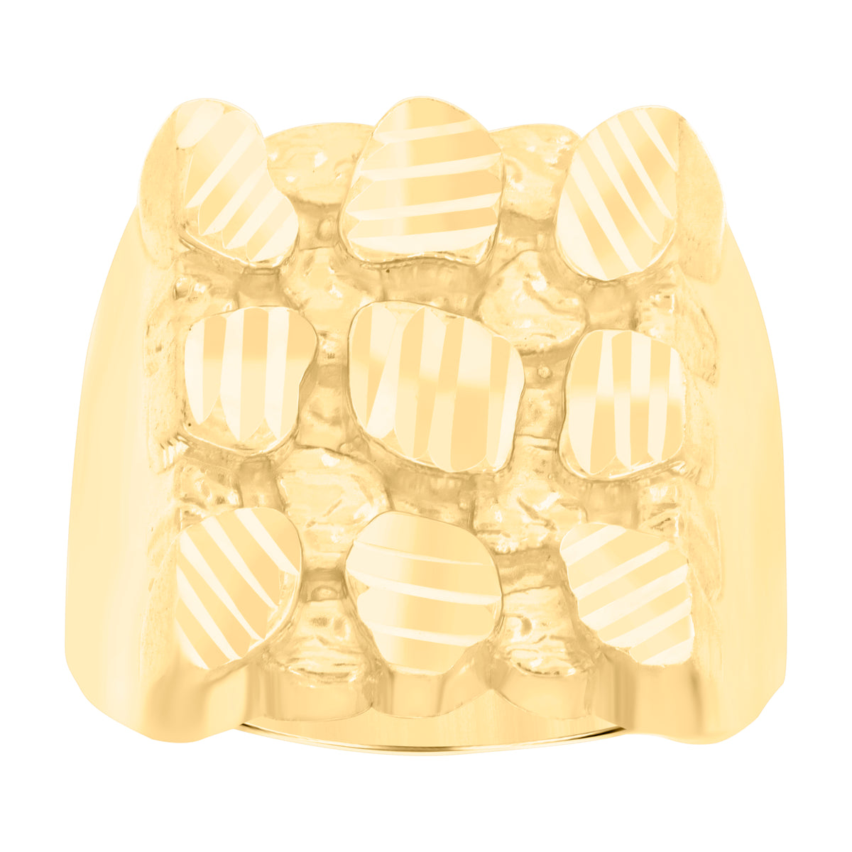 10K Yellow Gold Mens Nugget Fashion Ring