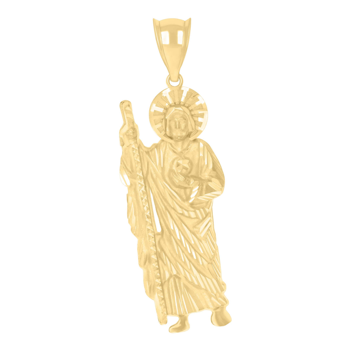 10K Yellow Gold Mens St. Jude Religious Charm Pendant