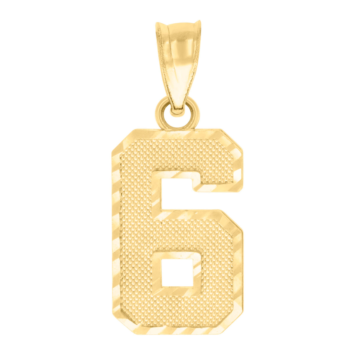 10K Yellow Gold Unisex Initial Number 6 Charm Pendant