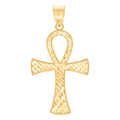 10K Yellow Gold Unisex Egyptian Ankh Cross Religious Charm Pendant