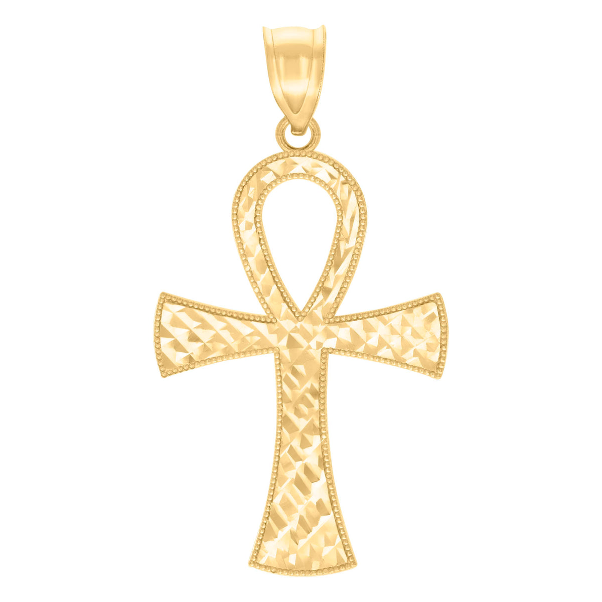 10K Yellow Gold Unisex Egyptian Ankh Cross Religious Charm Pendant