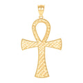 10K Yellow Gold Mens Egyptian Ankh Cross Religious Charm Pendant