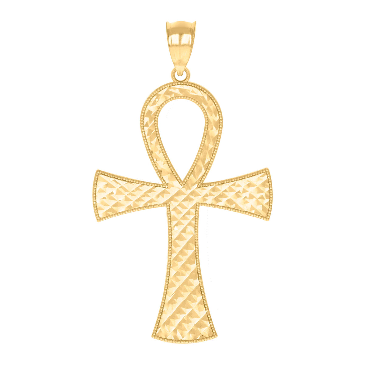 10K Yellow Gold Mens Egyptian Ankh Cross Religious Charm Pendant