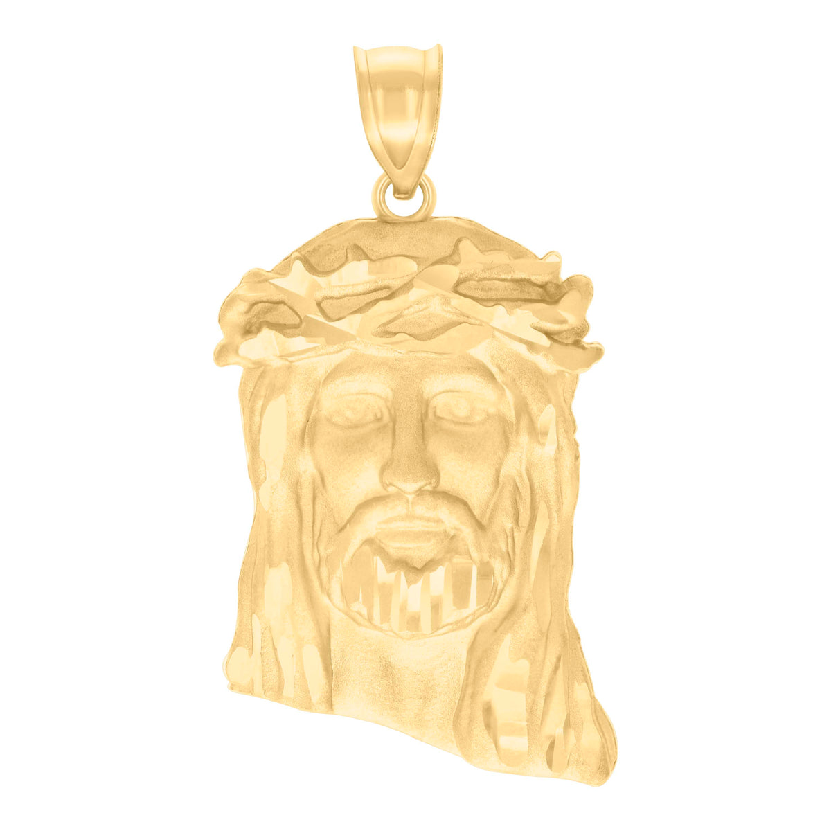 10K Yellow Gold Mens Cubic-Zirconia Jesus Religious Charm Pendant