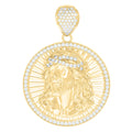 10K Yellow Gold Mens Cubic-Zirconia Jesus Religious Charm Pendant