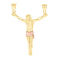 10K Two-tone Gold Mens Jesus Christ Body Religious Charm Pendant