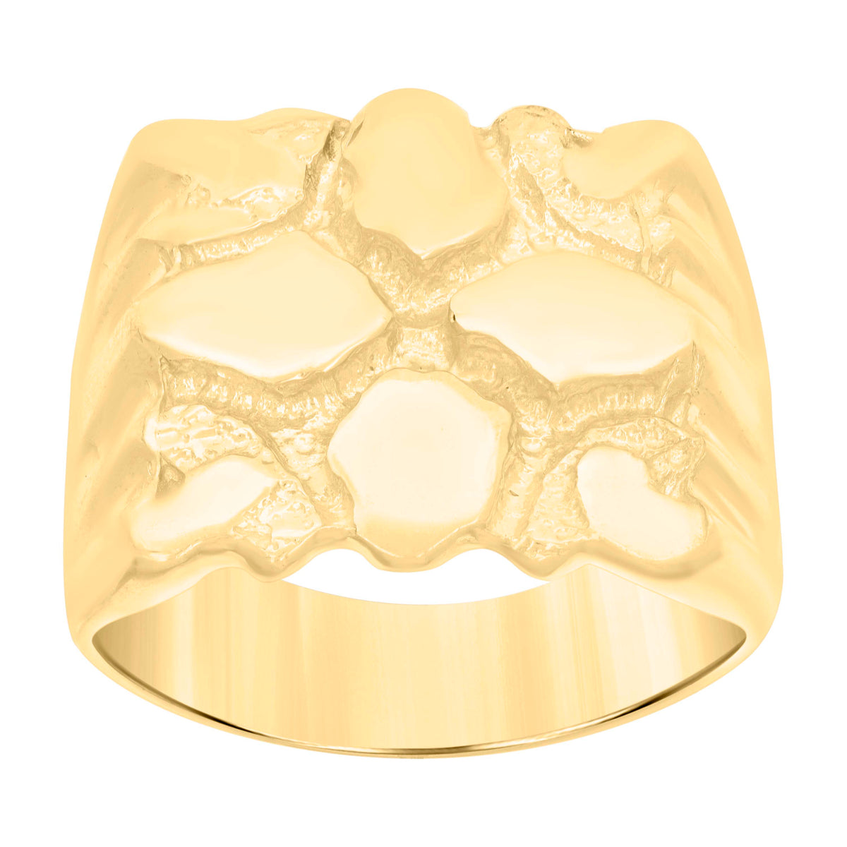 10K Yellow Gold Mens Nugget Fashion Ring