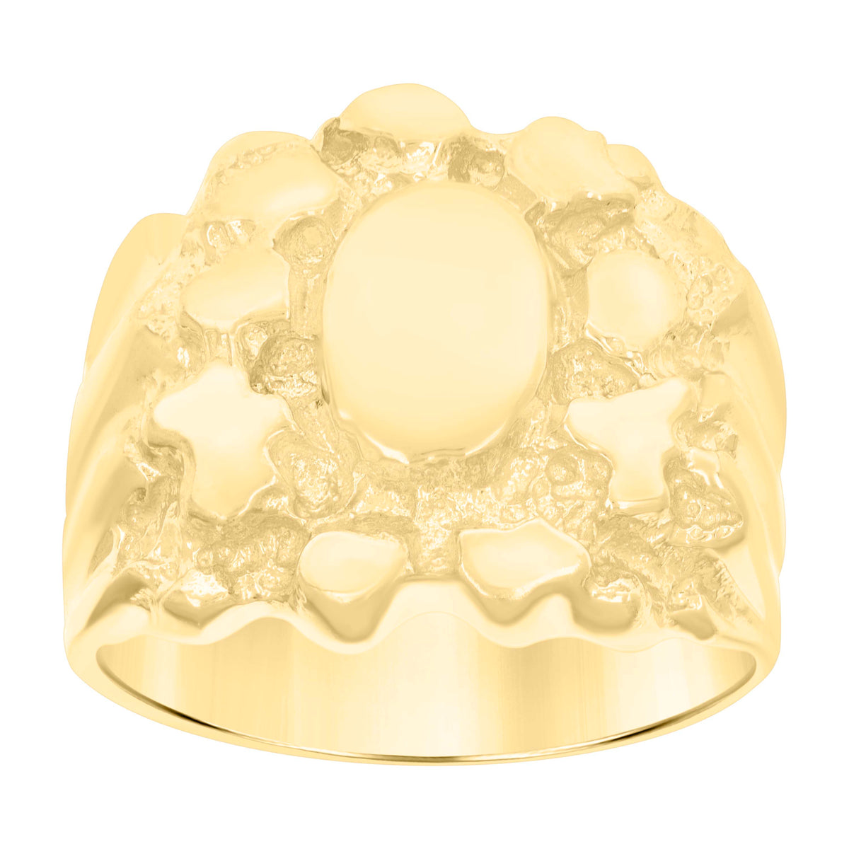 10K Yellow Gold Mens Nugget Fashion Ring