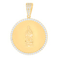 10K Yellow Gold Mens Cubic-Zirconia Guadalupe Religious Charm Pendant