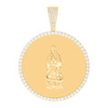 10K Yellow Gold Mens Cubic-Zirconia Guadalupe Religious Charm Pendant