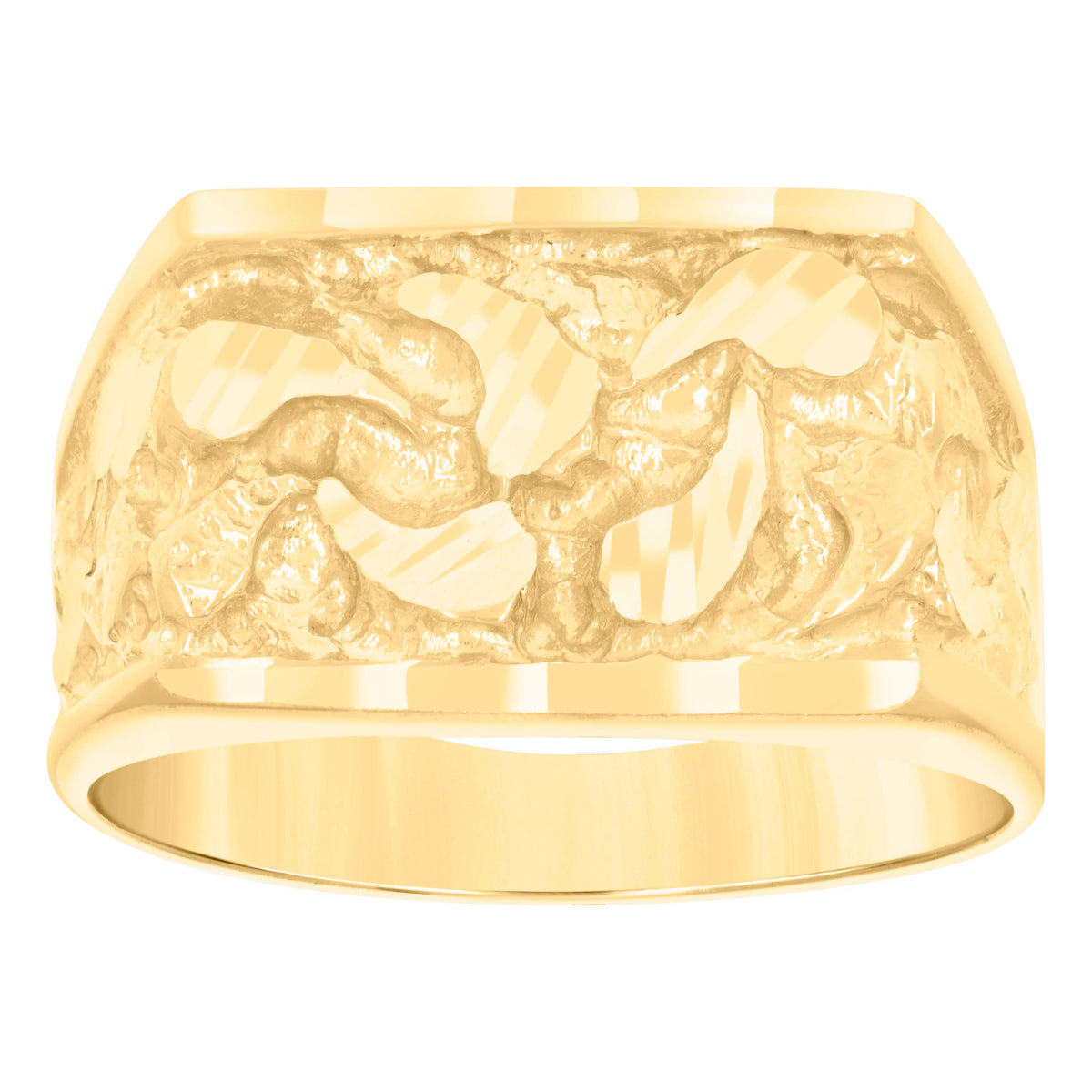 10K Yellow Gold Mens Nugget Fashion Ring