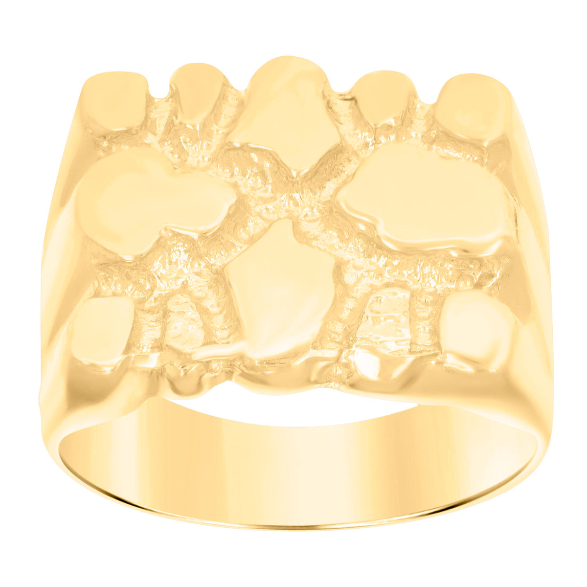 10K Yellow Gold Mens Nugget Fashion Ring