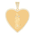 10K Yellow Gold Womens Cubic-Zirconia Heart Guadalupe Religious Charm Pendant