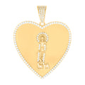 10K Yellow Gold Mens Cubic-Zirconia St. Lazarus Religious Heart Charm Pendant