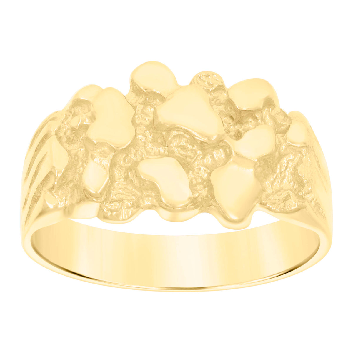 10K Yellow Gold Mens Nugget Fashion Ring