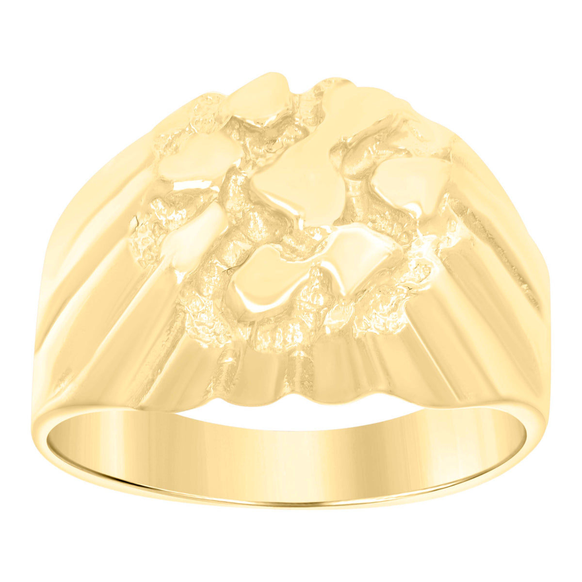 10K Yellow Gold Mens Nugget Fashion Ring