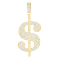 10K Yellow Gold Mens Cubic-Zirconia Dollar Symbol Currency Charm Pendant