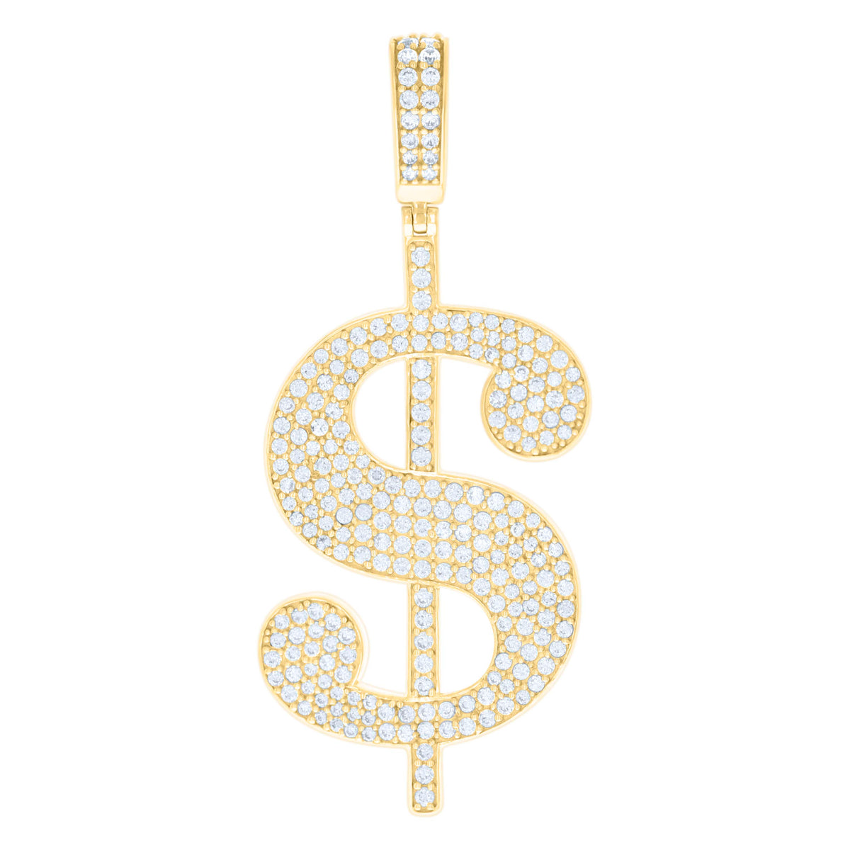 10K Yellow Gold Mens Cubic-Zirconia Dollar Symbol Currency Charm Pendant