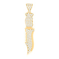 10K Yellow Gold Mens Cubic-Zirconia Knife Tools Occupation Charm Pendant