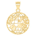 10K Yellow Gold Unisex World Map Charm Pendant