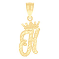 10K Yellow Gold Unisex Crown K Alphabet Initial Charm Pendant
