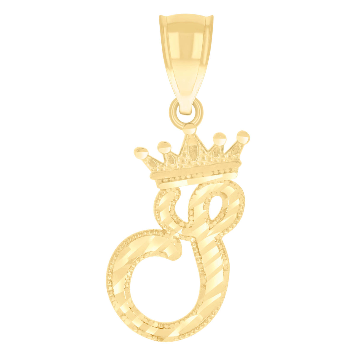 10K Yellow Gold Unisex Crown S Alphabet Initial Charm Pendant