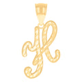 10K Yellow Gold Unisex Initial H Script Alphabet Charm Pendant