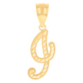 10K Yellow Gold Unisex Initial I Script Alphabet Charm Pendant