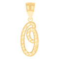 10K Yellow Gold Unisex Initial O Script Alphabet Charm Pendant