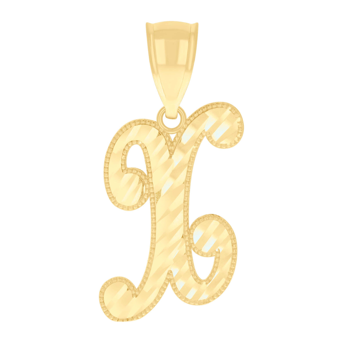10K Yellow Gold Unisex Crown X Alphabet Initial Charm Pendant