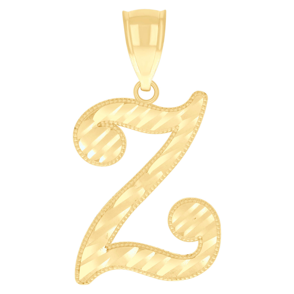 10K Yellow Gold Unisex Z Alphabet Initials Charm Pendant