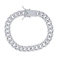 925 Sterling Silver 10.29ct Moissanite 9mm Miami Cuban Chain Bracelet Size 8 Inches