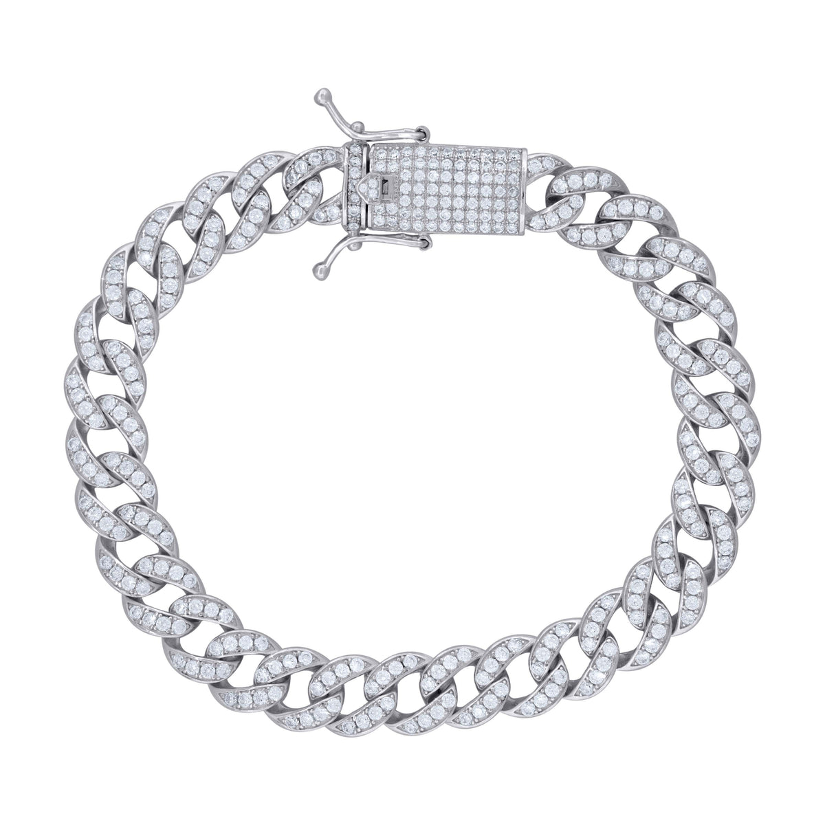 925 Sterling Silver 10.29ct Moissanite 9mm Miami Cuban Chain Bracelet Size 8 Inches
