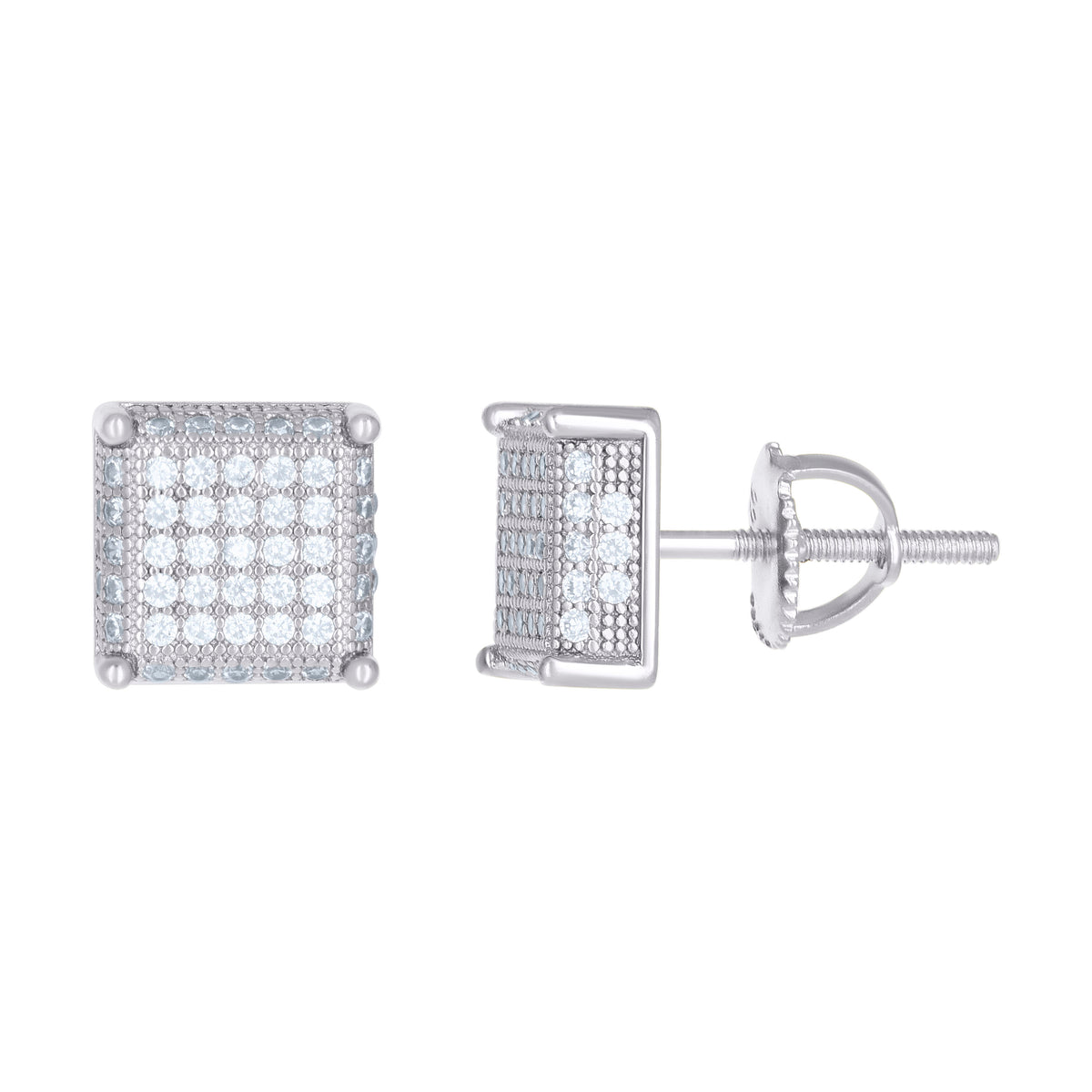925 Sterling Silver Womens Moissanite 0.80Ct Square Stud Earrings
