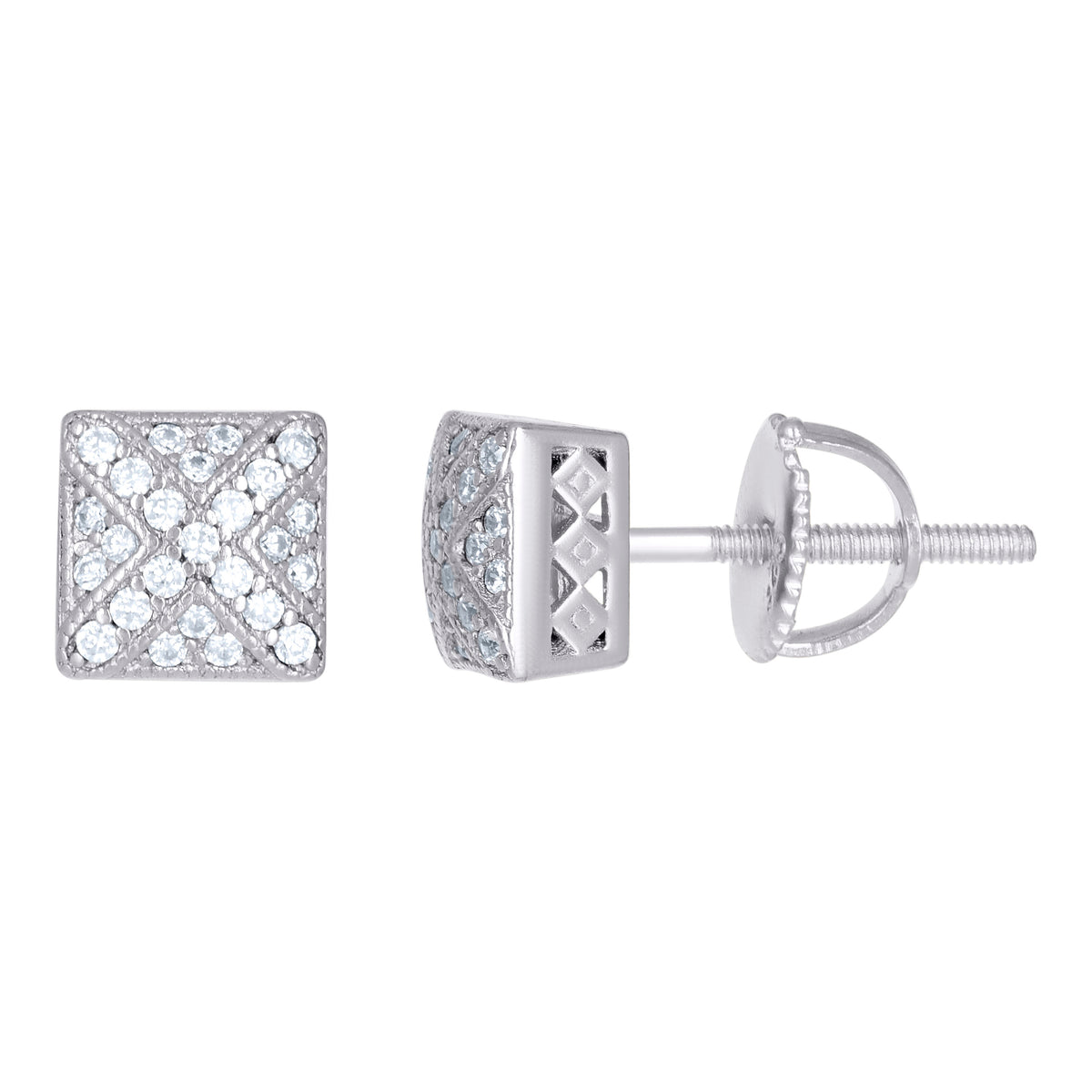 925 Sterling Silver Womens Moissanite 0.21Ct Square Stud Earrings