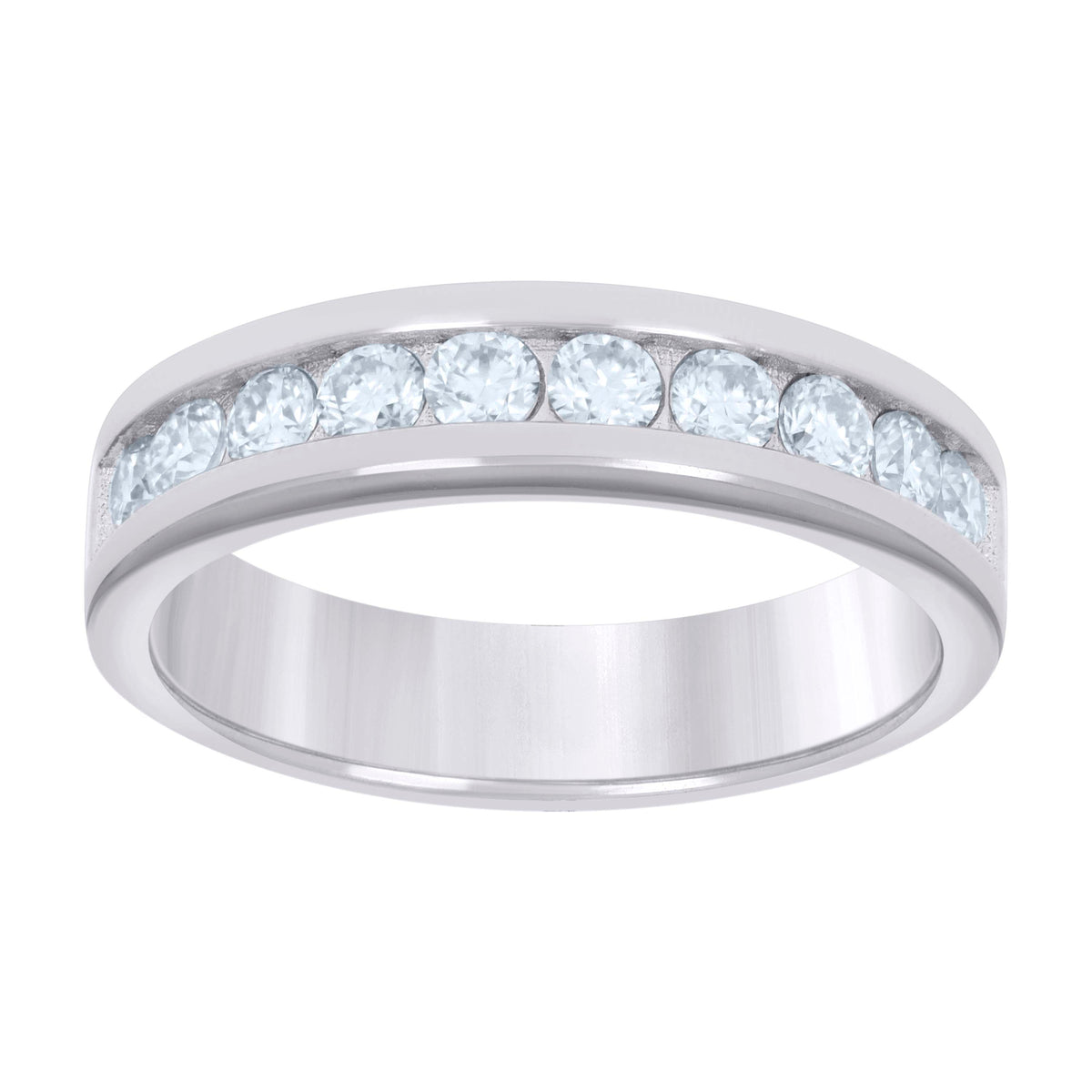 925 Sterling Silver Womens Moissanite 0.75Ct Wedding Band Ring Size 7