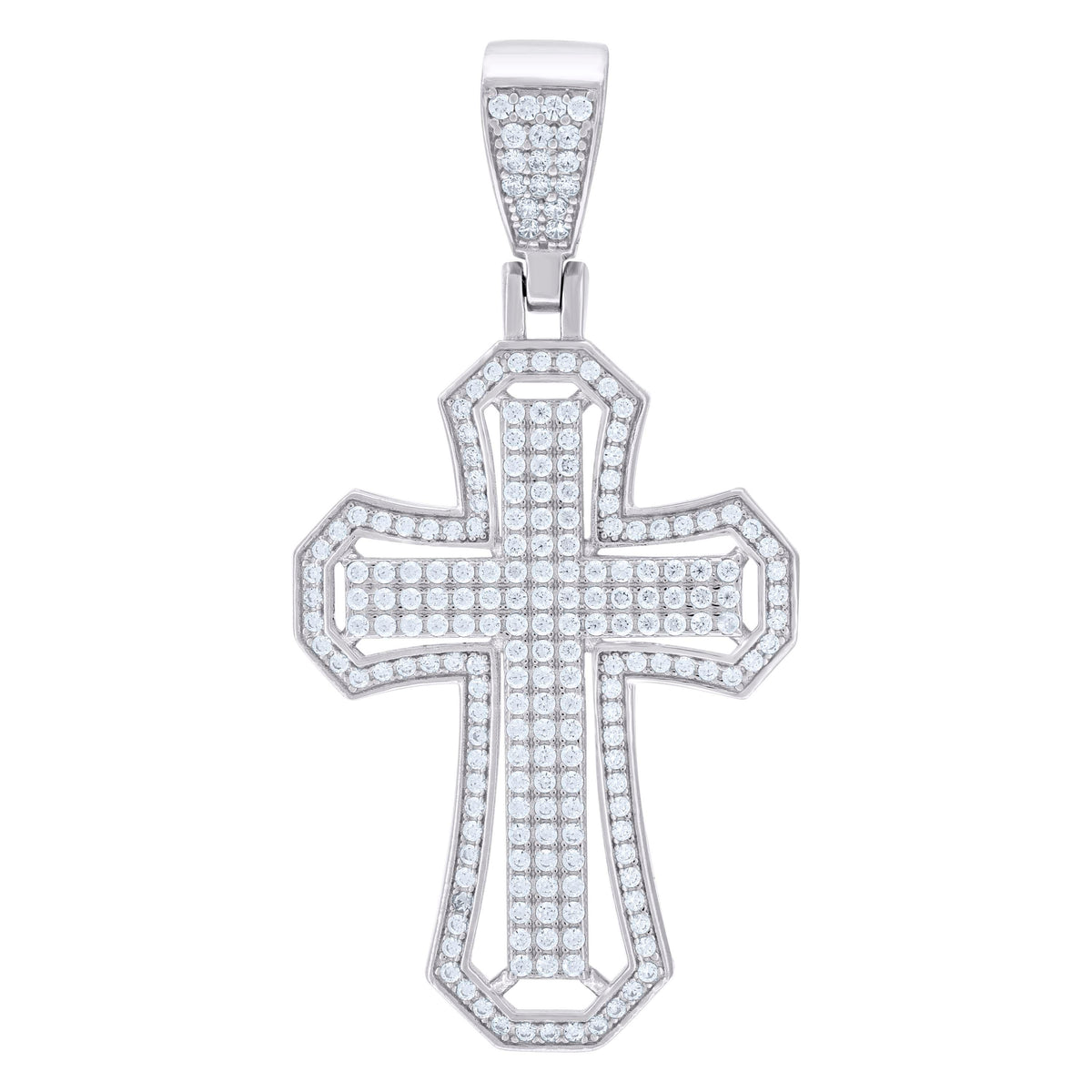 925 Sterling Silver Mens Moissanite 1.20ct Cross Religious Pendant