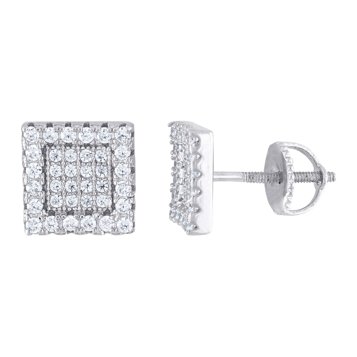 925 Sterling Silver Womens Moissanite 0.53Ct Square Stud Earrings